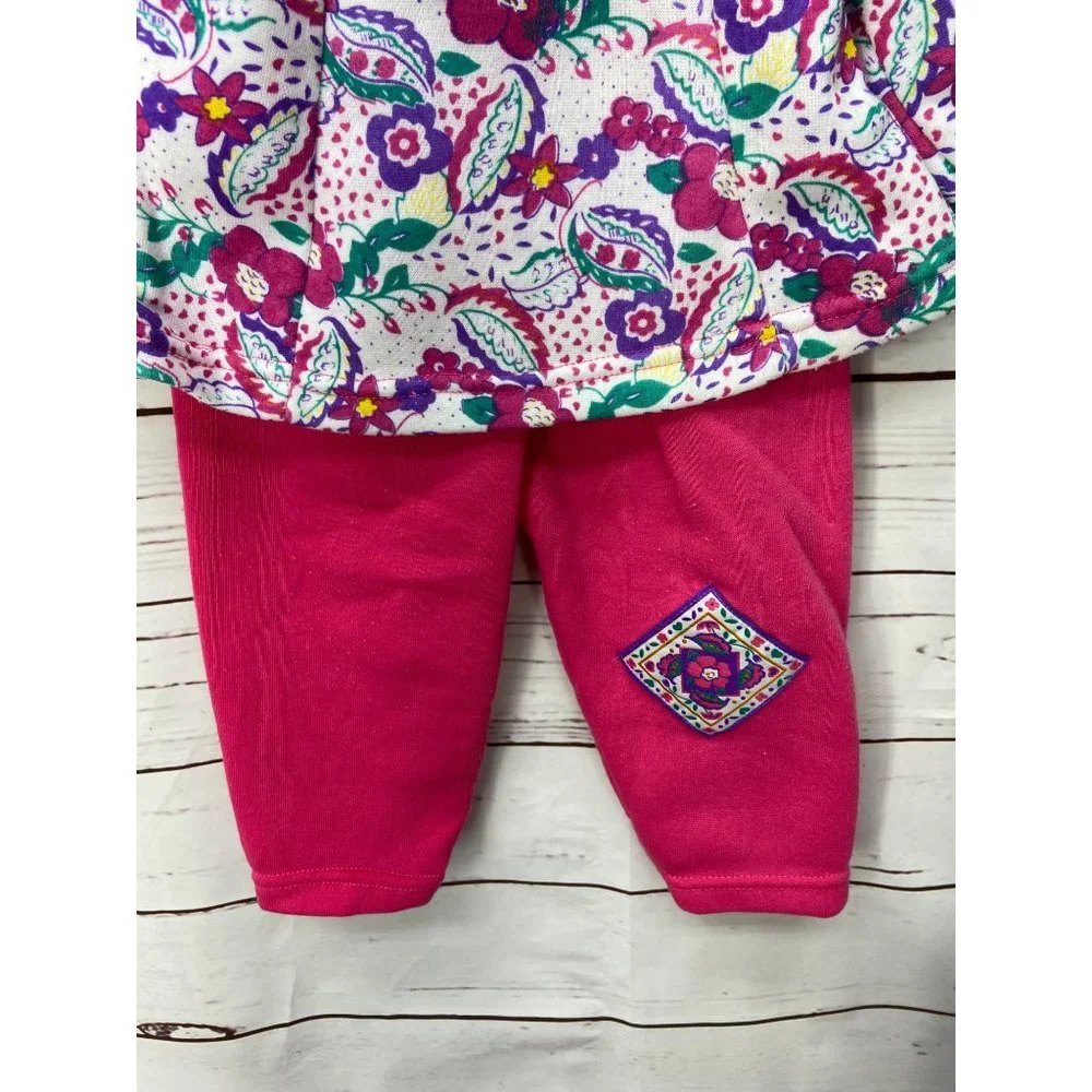 Celebrity Kids Vintage 90s Matching 2 piece Outfit Set sz 12 months PINK FLORAL‎